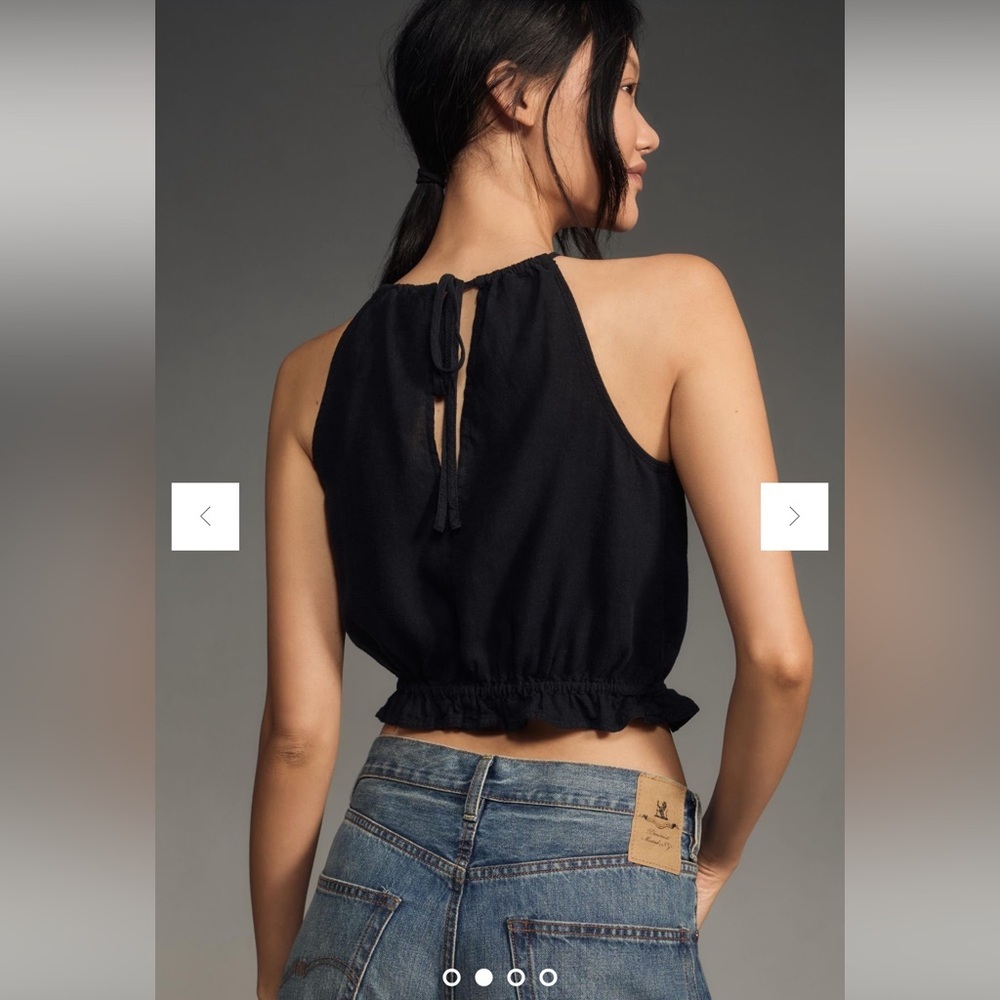 Anthropologie Pilcro Cropped Linen Halter Top, - Picture 2 of 10